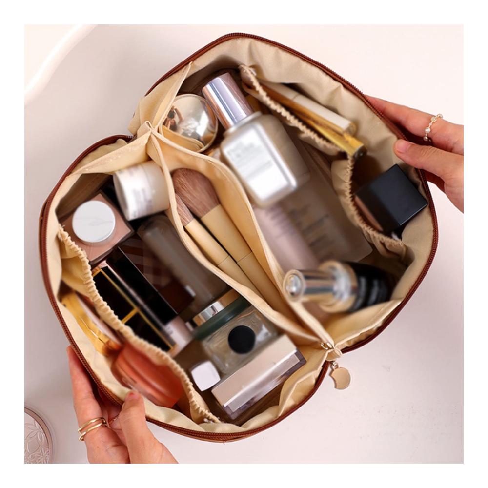 Tragbarer Kosmetikkoffer Pu-Material wasserdicht große Kapazität ideale Make-up-Tasche für Reisen Badezimmer und Organisation - Pink