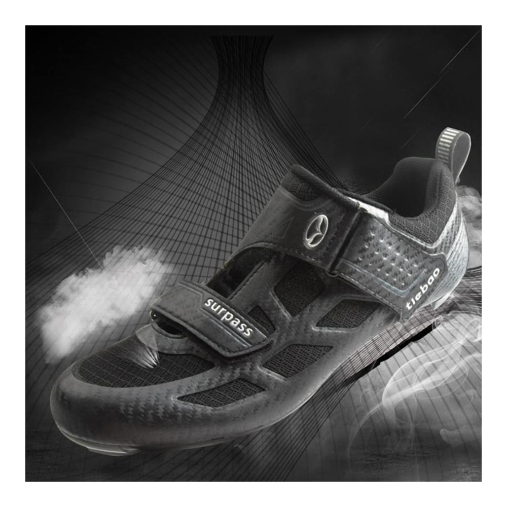 Herren Radsportschuhe | Atmungsaktive Fitness Fahrradschuhe für Laufen & Radfahren | rutschfeste Sportschuhe für Rennrad & MTB | Schwarz/Grau - Größe 41EU