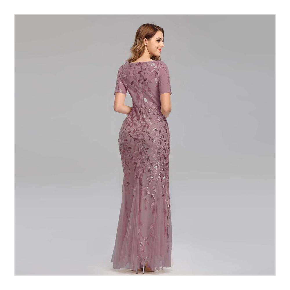Retro Eleganz Damen Lang Chiffon Abendkleid mit Pailletten für Party Prom und formelle Anlässe – Größe L Farbe Rot