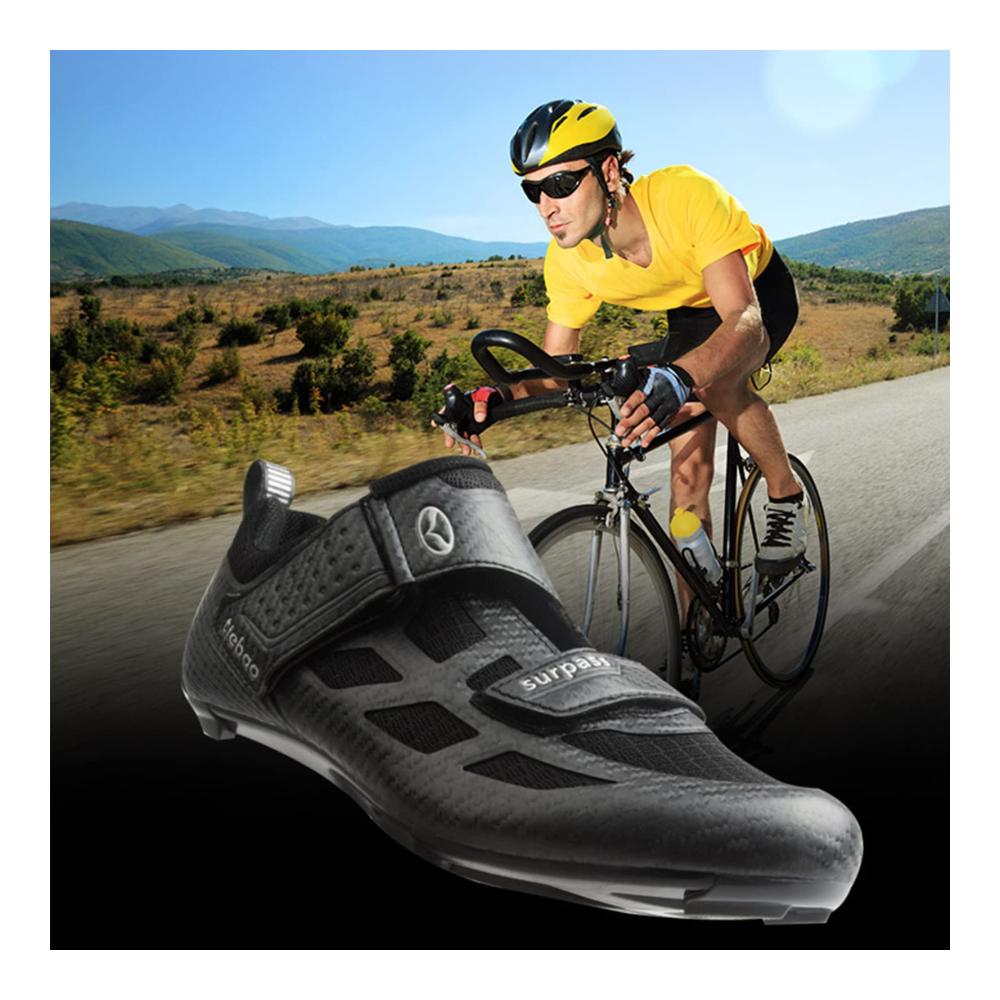 Herren Radsportschuhe | Atmungsaktive Fitness Fahrradschuhe für Laufen & Radfahren | rutschfeste Sportschuhe für Rennrad & MTB | Schwarz/Grau - Größe 41EU