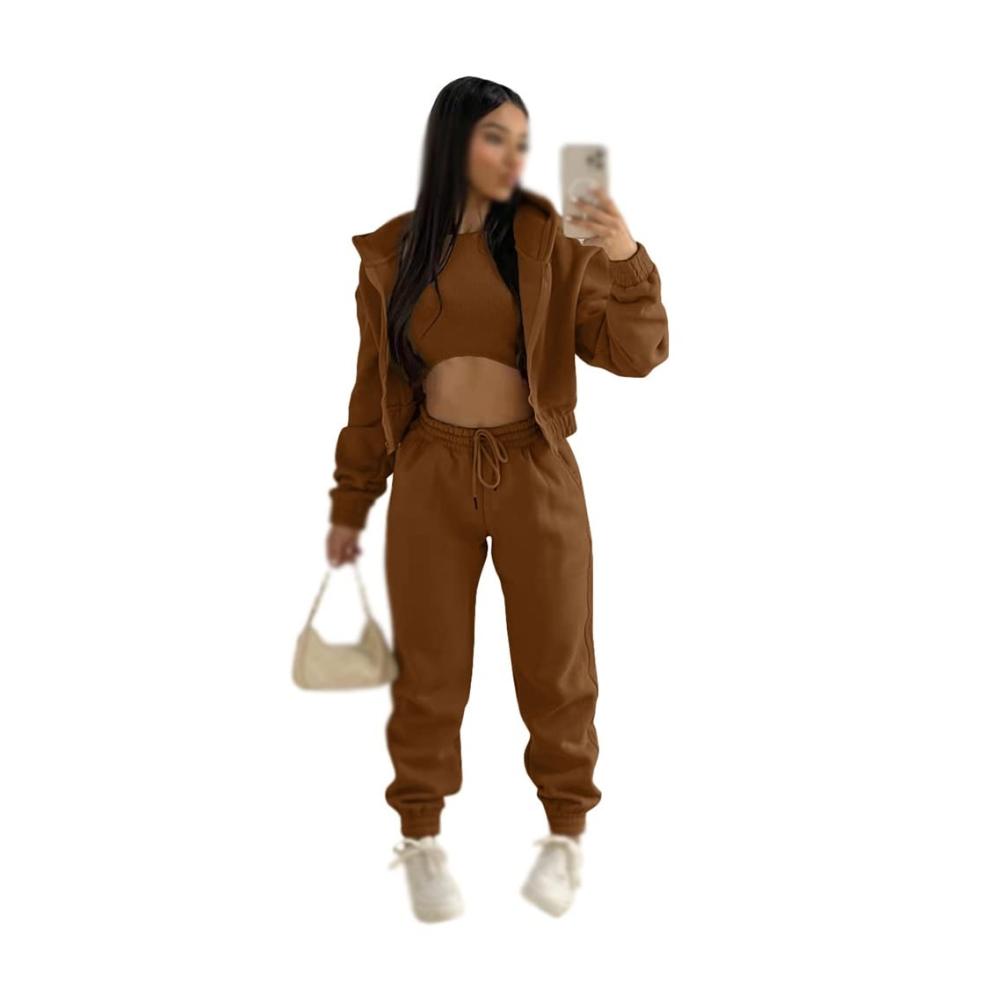 Damen Trainingsanzug JYDBRT - Street Sports Freizeitanzug XL mit Plüschpullover und Kapuze