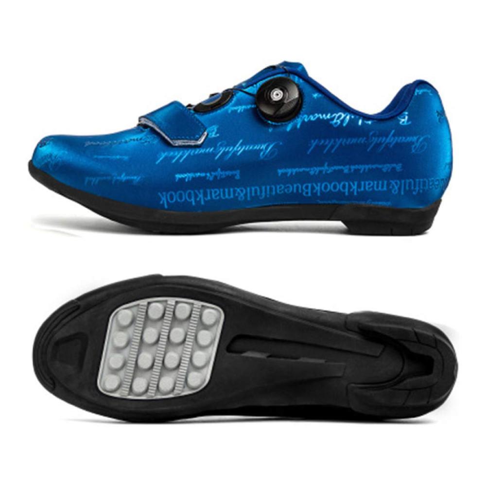 Radsportschuhe Herren Damen | Fahrradschuhe Road Mountain Sportschuhe | Fahrrad Booster Schuhe mit Gummi-Sohlen | Blau Größe 43EU (265mm