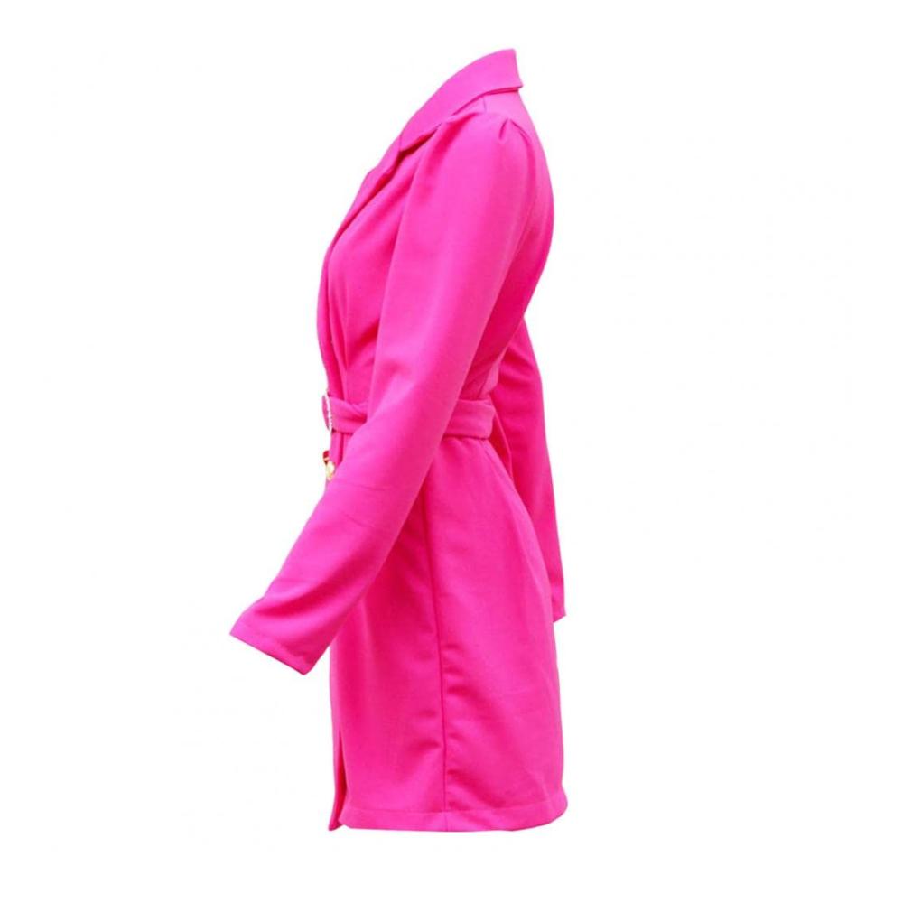 Einfarbiges A-Linien-Anzugkleid mit Puffärmeln und Geschnürtem Revers - Damen Blazerkleid fürs Büro