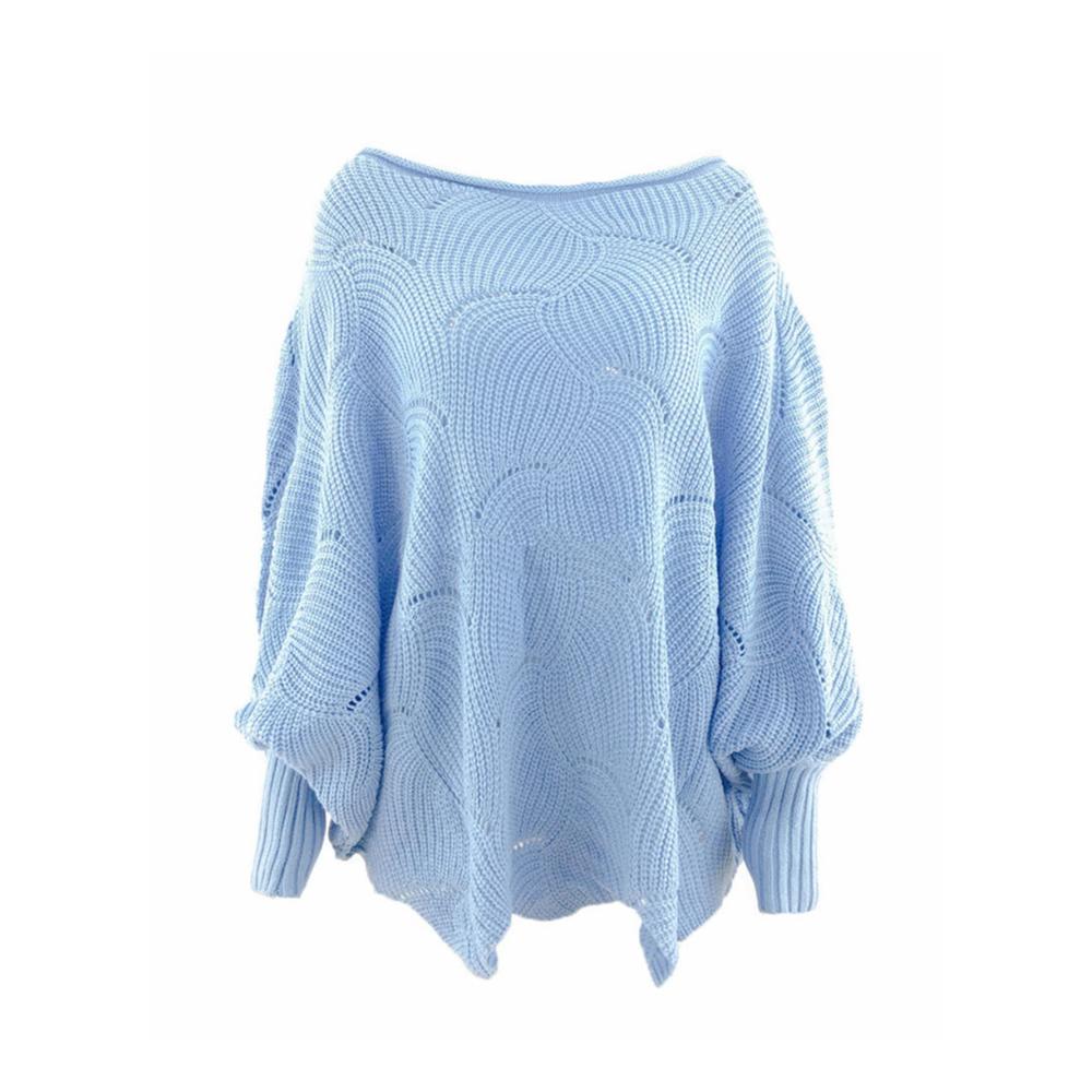 Damen Pullover Übergroßer Fledermauspullover mit Schulterfreiheit - Lässiger lockerer Strickpullover für Damen Langarmshirt Baggy-Bluse Aushöhlung - Trendige Strickwaren