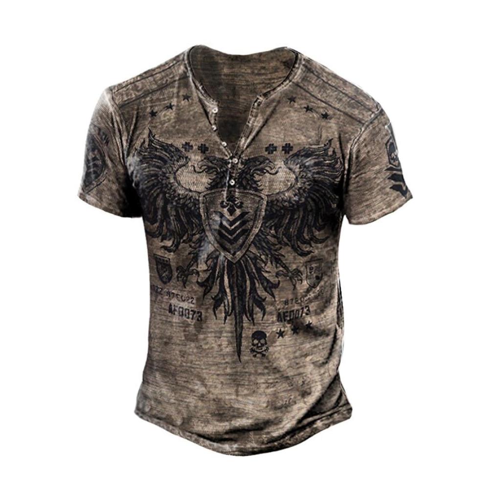 Gothic Punk Herren T-Shirt - Stylisches Kurzarmshirt mit V-Ausschnitt