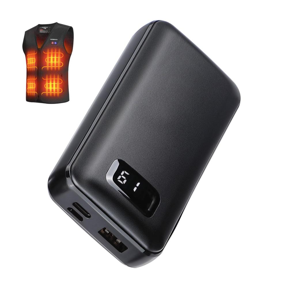 Heizbare Weste 5V 9600mAh Akku - Mobiles Ladegerät für beheizbare Jacke und Weste inklusive Powerbank für Mobiltelefone