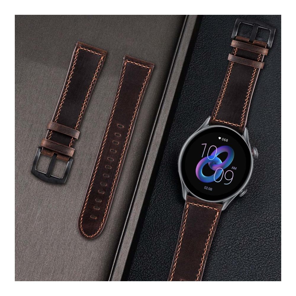 22mm Retro Leder Uhrenarmband für Amazfit GTR 4/3 Pro/3/2/2e Ersatzarmband mit Kompatibilität für GTR 47mm und Stratos 3