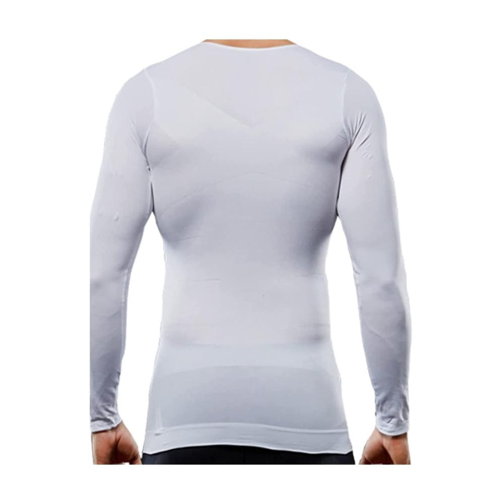 Herren Shapewear Langärmelige Kompressionshemden elastisch & atmungsaktiv (Schwarz M / Weiß XL