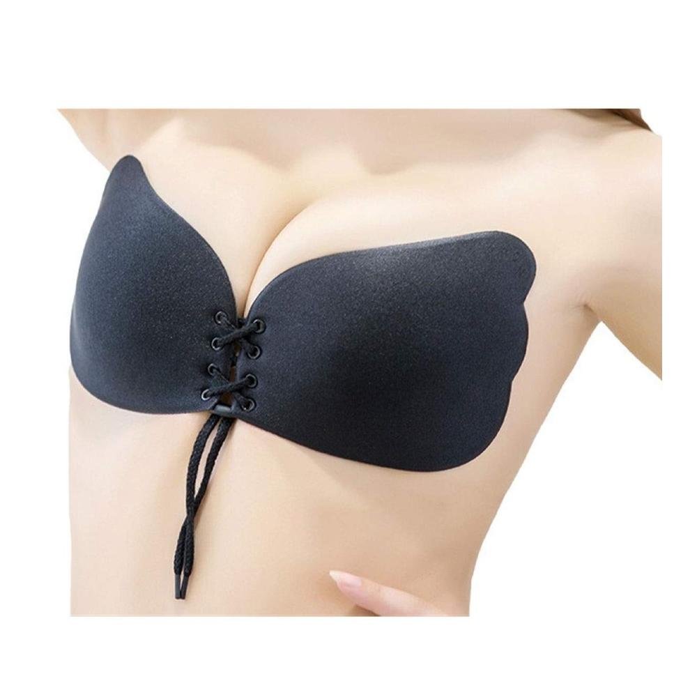 Selbstklebender BH mit Super Push-Up-Effekt für Damen - Unsichtbares Korsett und Trägerloses Design - Nahtlos und Ideal für Hochzeitsfeiern - Klebe-BHs NWXZU in Schwarz (Größe A