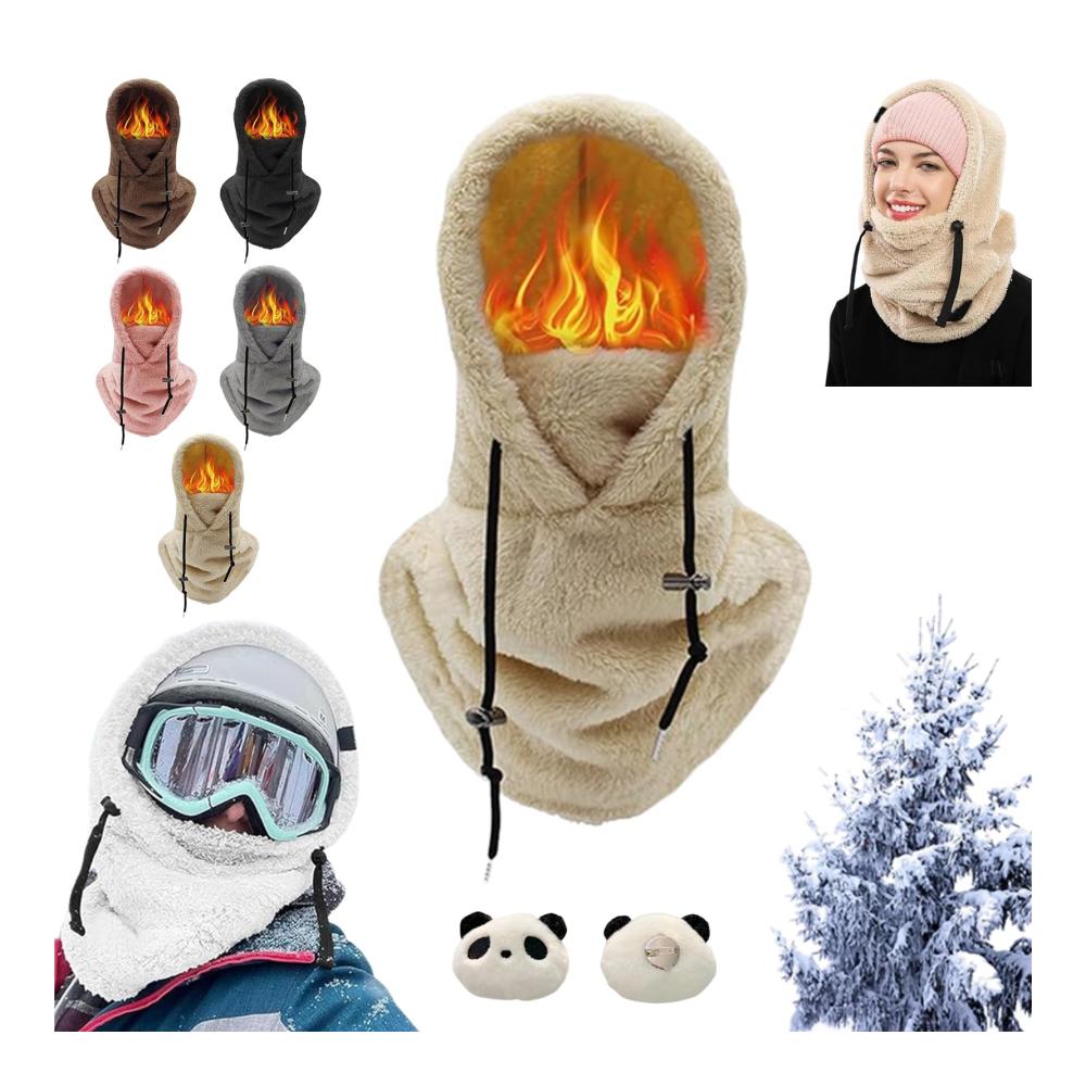 Sherpa Hood Winter Face Mask - Wind-Resistant Ski Mask for Cold Weather Adjustable and Warm Hat Cover Cap Scarf