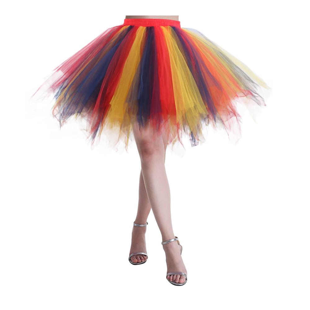 50er Rockabilly Tüllrock für Damen Petticoat mit Kurz-Tutu ideal für Ballkleider & Tanzkleider