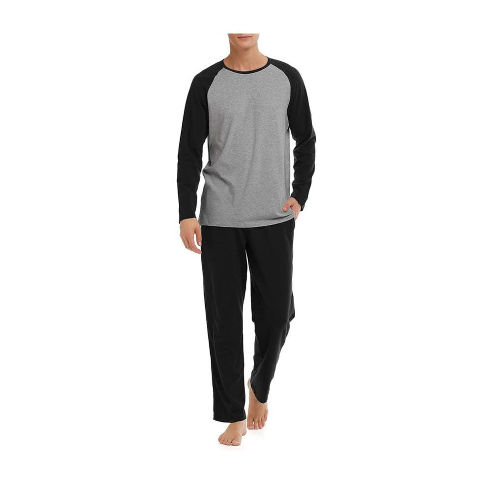 Herren-Pyjama-Set aus Modal mit langärmeligem Oberteil und Hose – Bequeme Nachtwäsche mit Taschen