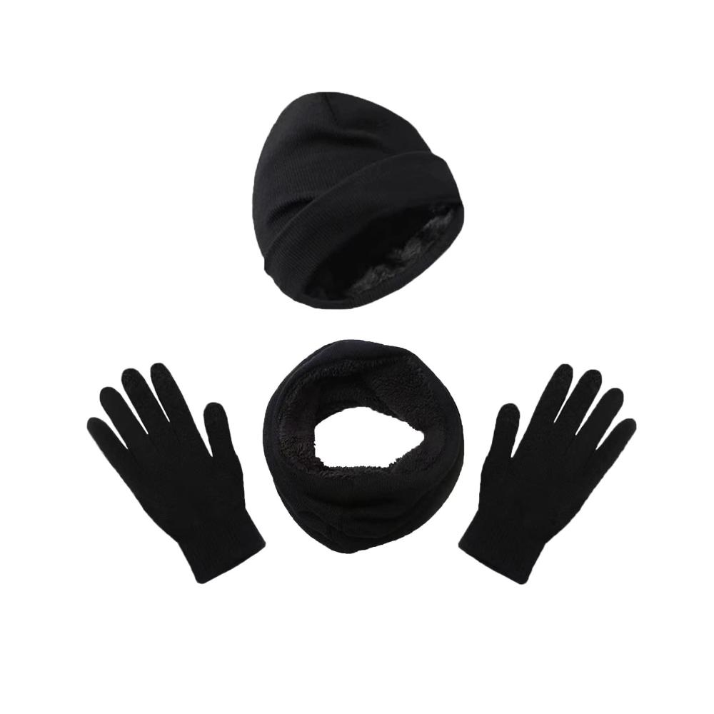 Bioasis Unisex Wintermütze Set mit Touchscreen-Handschuhen - Warme Strickmütze und Winterschal für Herren und Damen