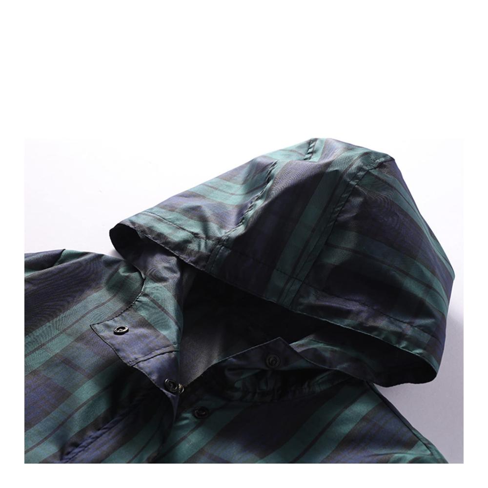 Damen Regenmantel mit Plaid-Muster | Lange Wasserdichte Regenjacke für Wandern Reisen und Outdoor-Aktivitäten | Windjacke & Regenponcho für Damen