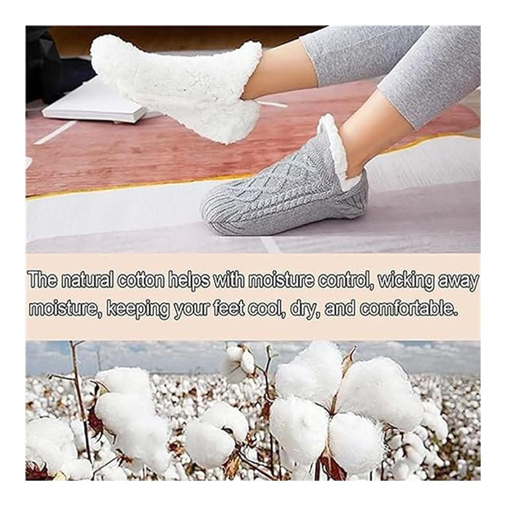 Rutschfeste Fleece-gefütterte Stoppersocken - Wärmende Thermosocken für drinnen mit V-Mund