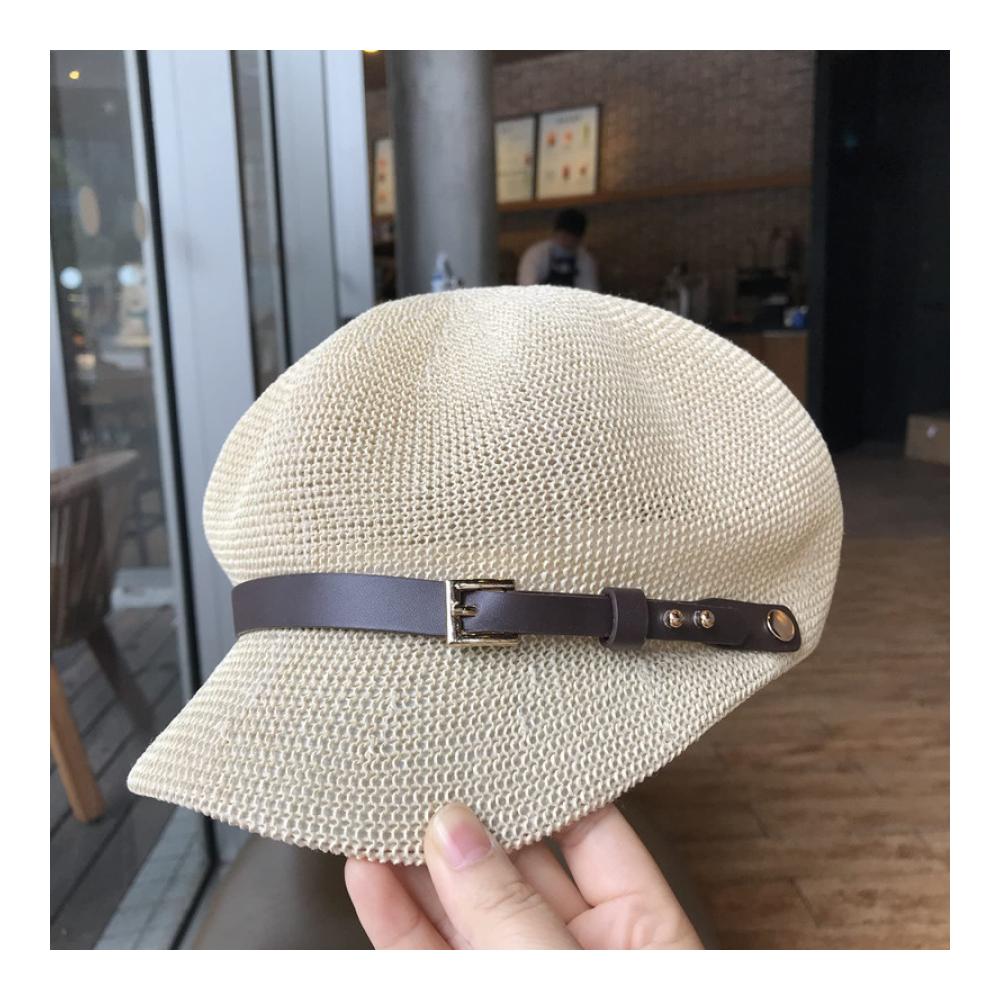 Sommerliche Eleganz Damen Baskenmützen & Barette - Achteckige Kappe Stroh Maler Zeitungsjunge Verstellbar mit Mesh für Strand und Sonne