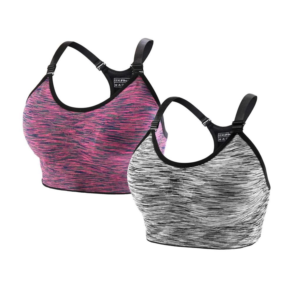 Sport-BH Set Damen | Starker Halt Push Up Gepolstert | 2er-Pack Bustiers ohne Bügel | Verstellbare Träger | Ideal für Laufen Gym Yoga Fitness