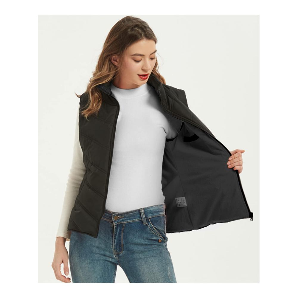 Damen Daunenweste mit Stehkragen und Reißverschluss – Ärmellose Steppjacke für den Winter warm und modisch