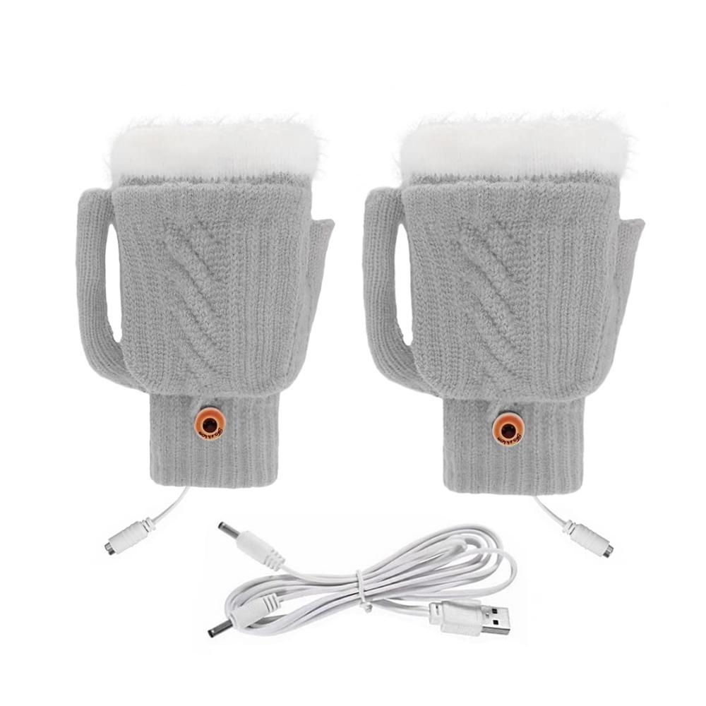 Beheizbare USB-Handschuhe für Damen und Herren – Winterhandschuhe mit Heizung für warme Hände – Voll- und Halbfinger-Beheizte Handschuhe für Touchscreen-Laptops – Waschbare Handwärmer-Fäustlinge