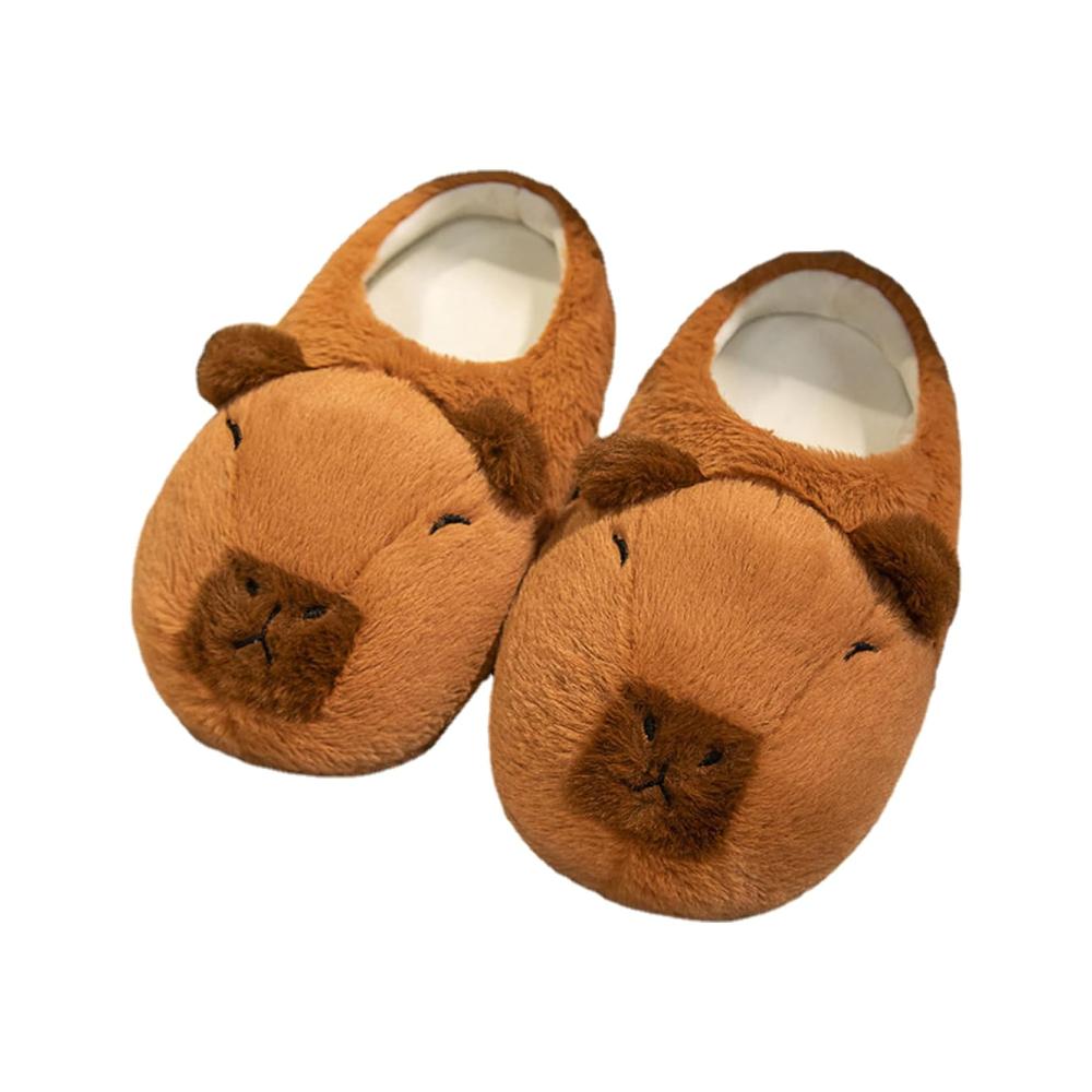 Capybara Hausschuhe Flauschige Rutschfeste Plüschhausschuhe | Lustige Cartoon Schlafzimmerschuhe für Damen und Herren | Weiche Pelzige Schuhe in Größen 35-41