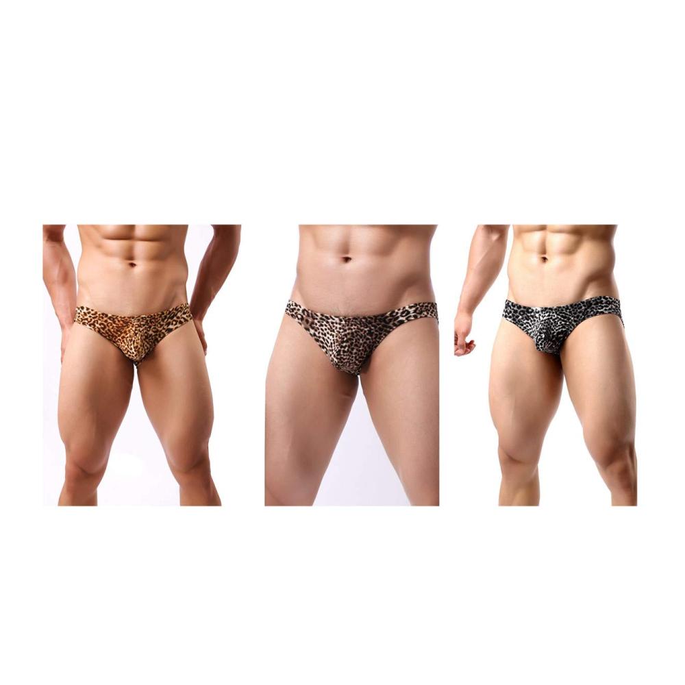 Herren-Bikini-Slip 3er-Pack mit Leopardenmuster und niedrigem Bund - Stilvolle Strings für Männer