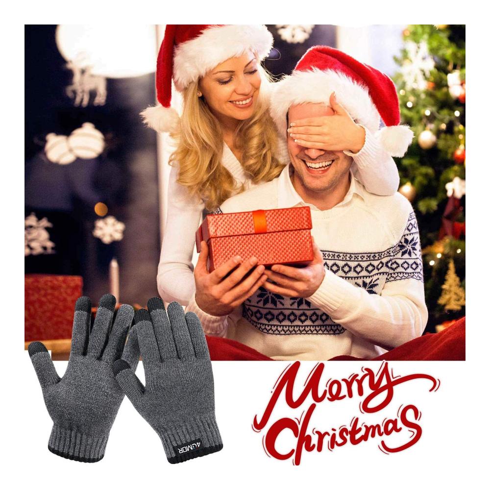 Winterhandschuhe 4UMOR - Touchscreen Sport Warm & Winddicht - Damen/Herren Skihandschuhe für Radfahren aus 15% Wolle 85% Acryl