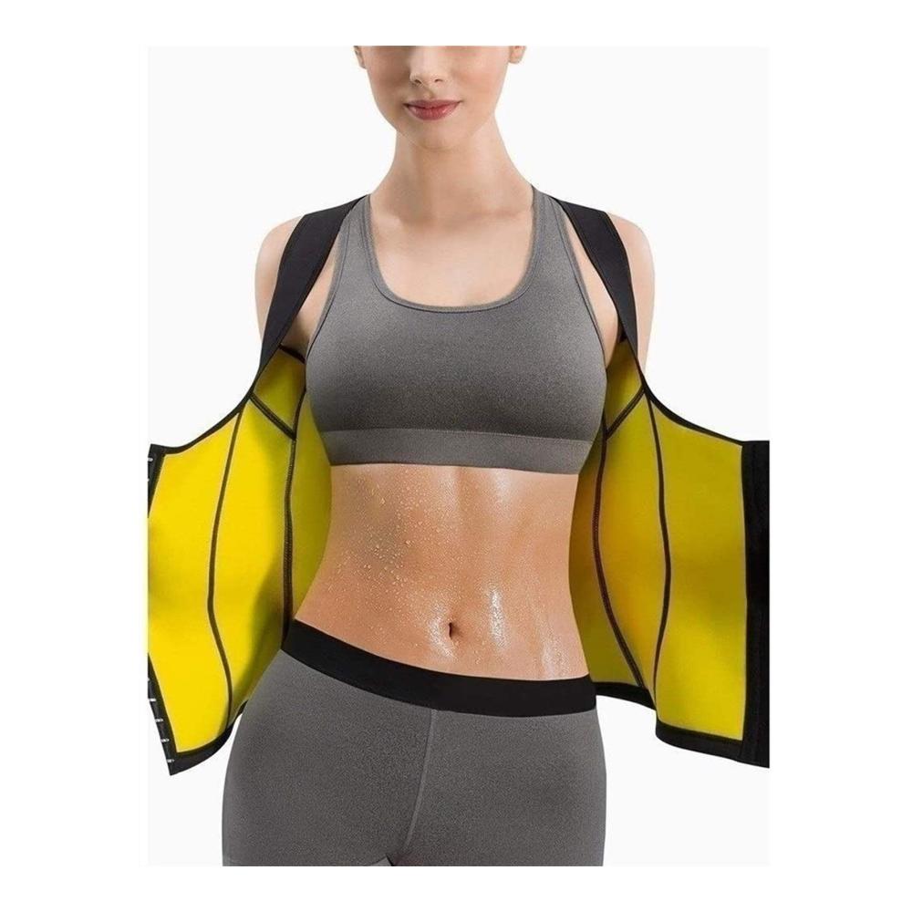Sauna-Effekt Tanktop Damen Formender Taillenformer Korsett Neopren Abnehmen Shirt mit Shapewear-Effekt Fitness Weste für Figurformung (Schwarz XXL