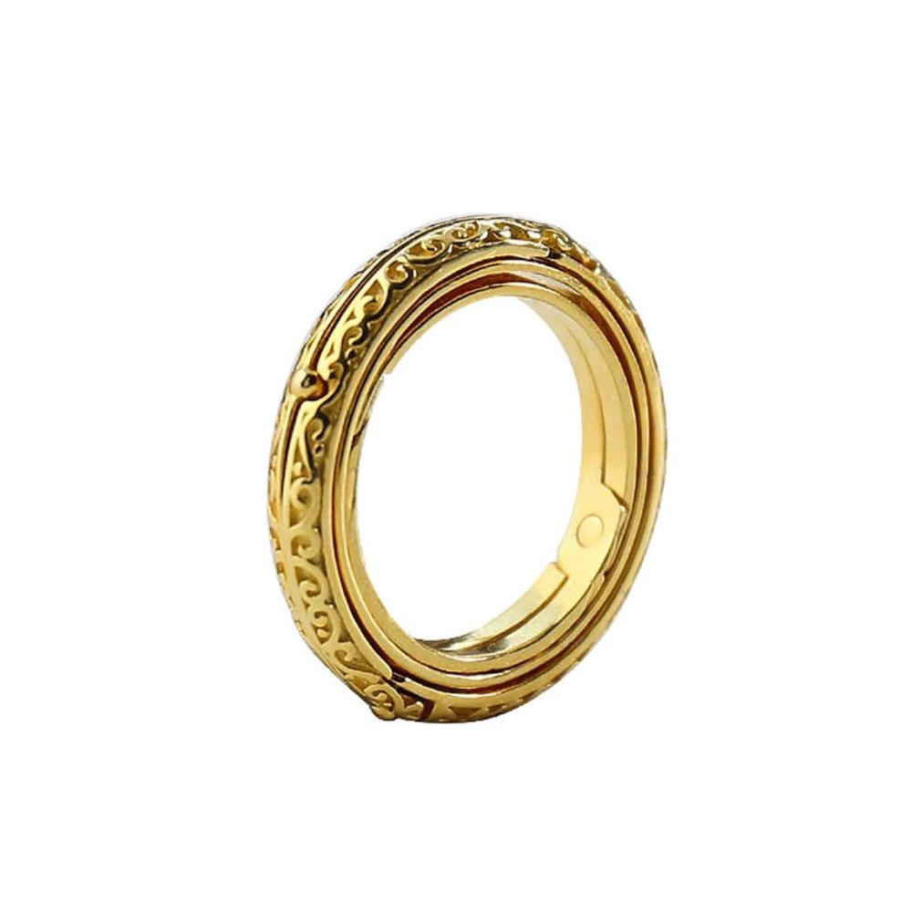 925 Sterling Silber vergoldete Ringe Retro Globe Deformation Ring mit Astronomischer Kugel Anhänger – Cosmic Paar Ringe 3.2mm (Größe 11-19