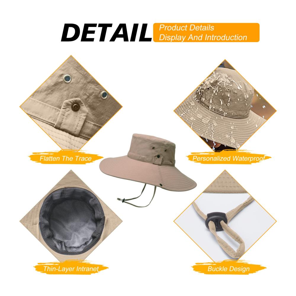 Fischerhut Herren UV-Schutz Breite Krempe Wasserdicht Atmungsaktiv - Ideal für Outdoor-Aktivitäten Camping und Reisen