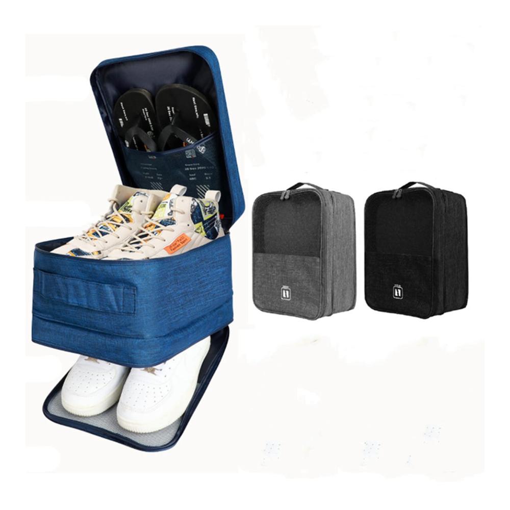 3-Paar Reise-Schuhtasche Wasserdichte Aufbewahrung mit Griff für portable und tägliche Nutzung (Grau L