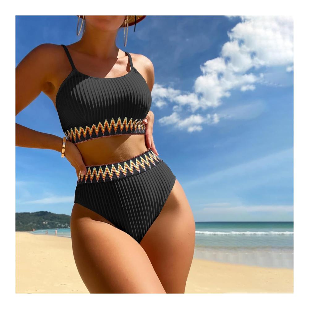 Bikini-Sets TOEECY Damen Bademode mit Push-Up-Effekt High Waist und Druckmuster - Zweiteiliger Schwimmanzug für einen sexy Look
