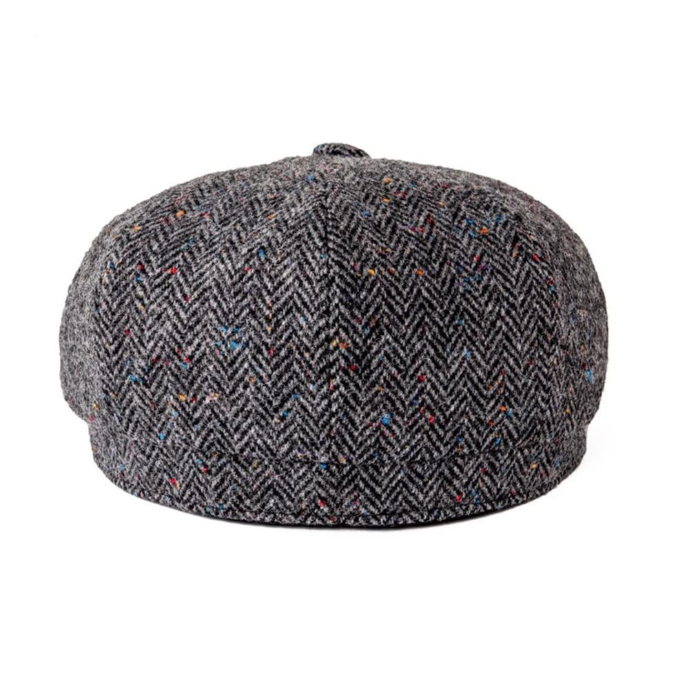 Multicolor Polka Dot Herringbone Wool Tweed Newsboy Cap | Unisex Soft Lined Hat