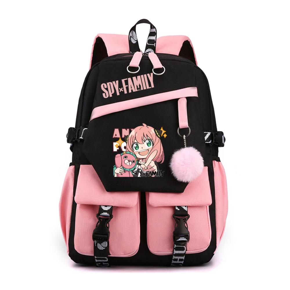 Kinderrucksack 432 cm mit USB-Ladeanschluss und Anime-Laptoptasche - Perfekter Schulrucksack für Mädchen und Jungen in Schwarz