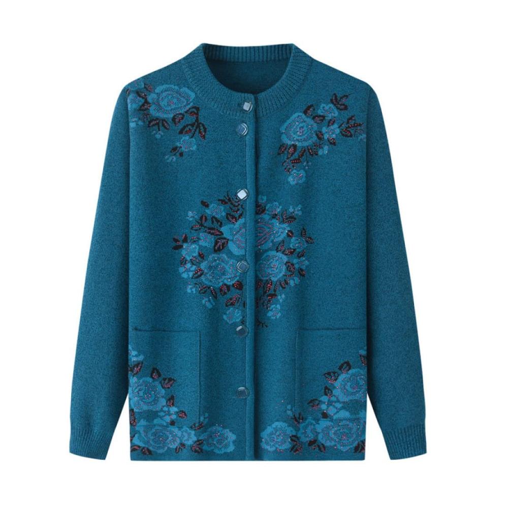 Damen Strickjacke Vintage Kaschmirmantel für den Winter – Warme klobige Oma Strickwaren mit Spitze – Ideales Geschenk für ältere Mütter und Damen mittleren Alters