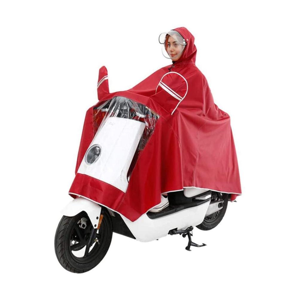 Regenjacken & -mäntel für Damen und Elektro-Fahrräder – Wasserdichter Regenponcho in Einheitsgröße (Blau/Burgund