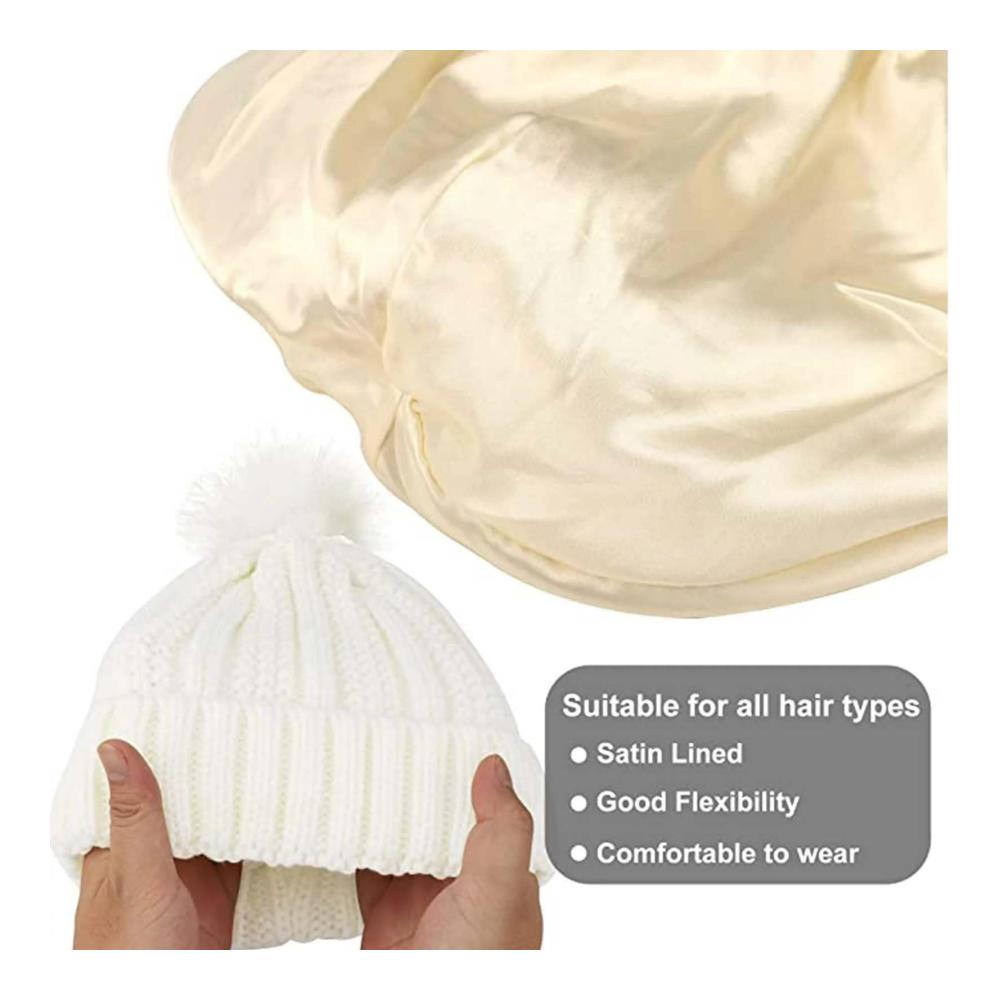 Kuschelige Strickmütze für Damen - Wintermütze mit Kunstfell-Bommel - Warme Beanie mit Ohrenschutz - Gefütterter Strickmütze Perfekt für den Winter