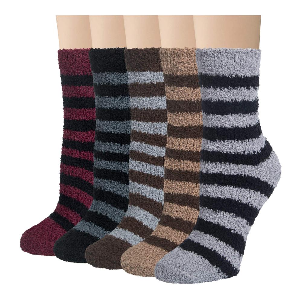 Warme Damen Kuschelsocken mit Stopper - Flauschige Winterstrümpfe in Netzmuster Design (Größe 39-42