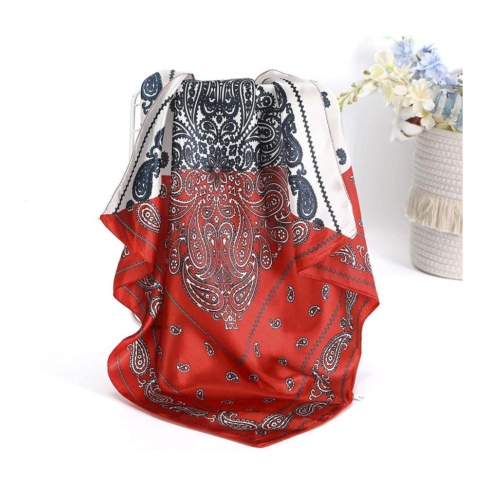Polyester Bandana Set für Damen - 4er-Pack Kopftücher Vierecktuch Halstuch aus Satin - Stilvolle Accessoires für Mädchen