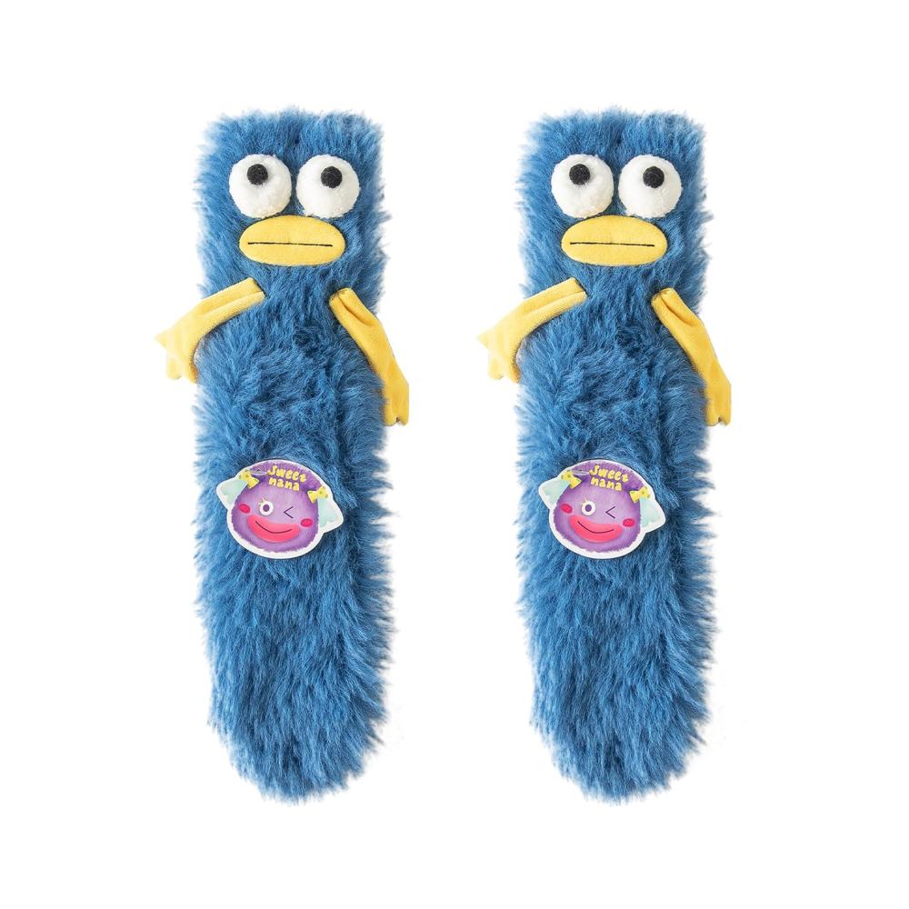 Flauschige Monstersocken für Damen und Mädchen - Lustige Cartoon-Hausschuh-Socken mit Großen Augen Warme Plüsch-Schlafsocken für Gemütlichkeit