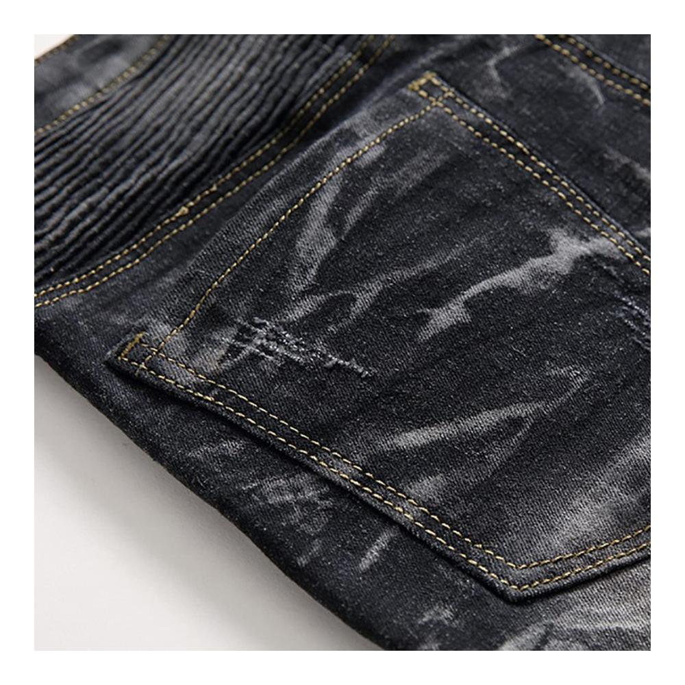 Herren Jogginghosen Lockere Baggy Jeans mit hohem Bund Destroyed-Look elegantem Hausanzug weitem Bein Strandhose Patchwork-Streifen Löchern und Taschen