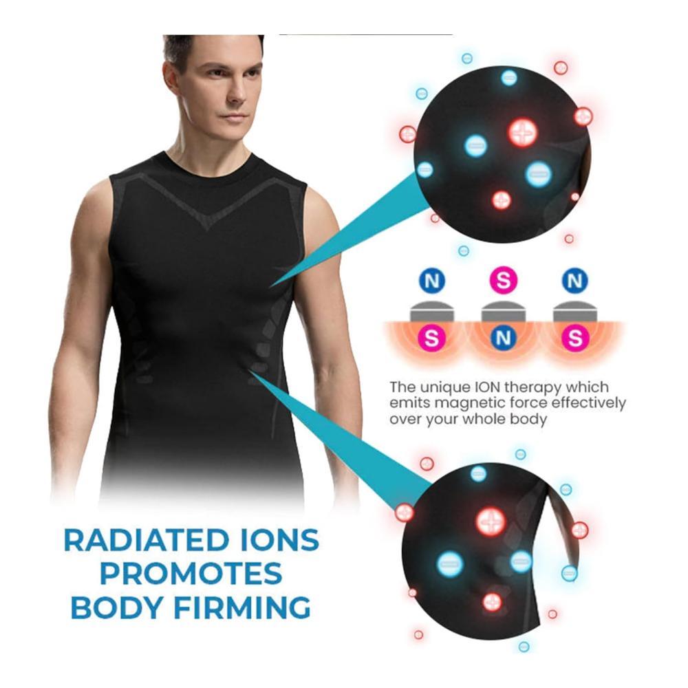 Herren Kompressionsunterhemd XL in Schwarz - Hochleistungs-Shapingweste aus Ice-Silk Atmungsaktiv & Komfortabel - 2023 Neuversion