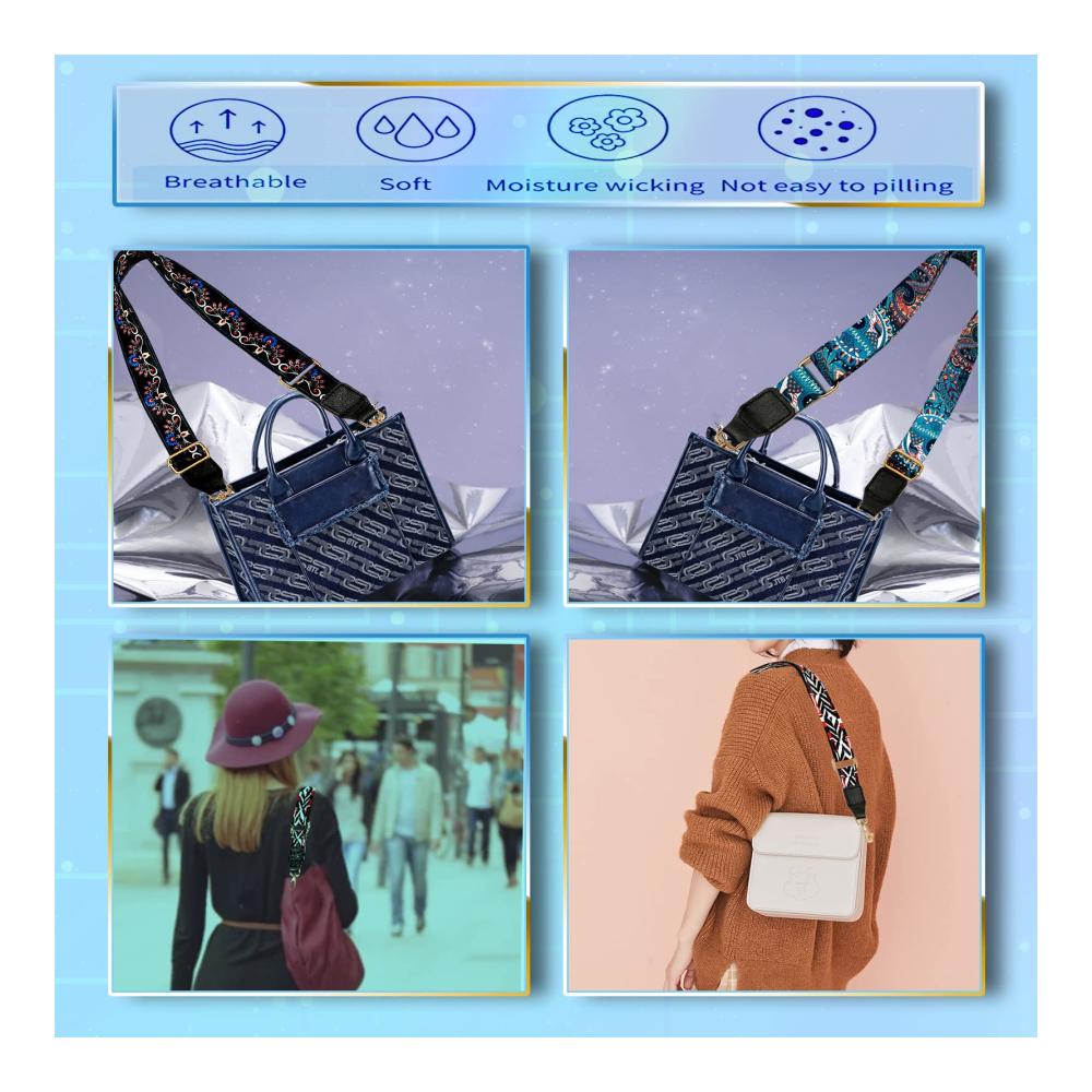 2er Set Damen Taschengurte - Verstellbare 88-147cm Schulterriemen für Tragetaschen & Handtaschen - 38cm Breite Schultergurte zum Wechseln - Modische Zubehör Schlaufen mit Riemen-Design
