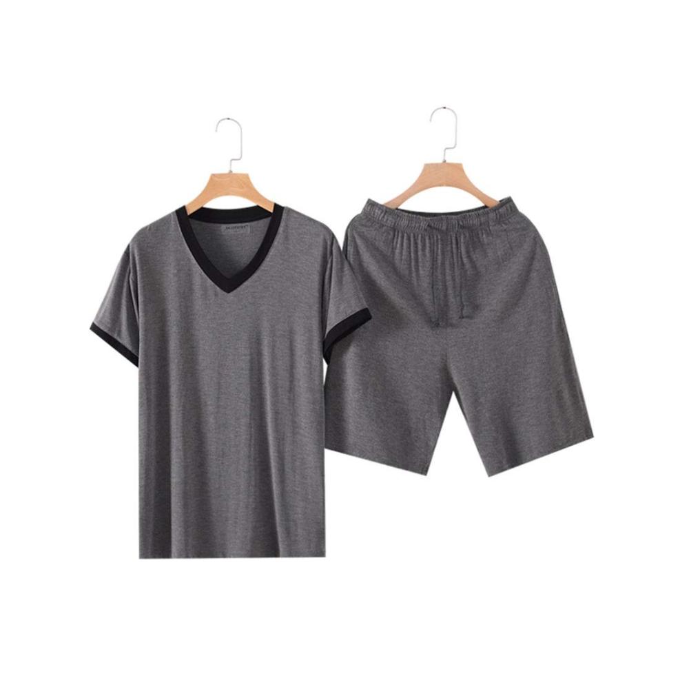 Sommerliche Herren Schlafanzüge Klassisches Pyjama-Set in mehreren Farben Lounge Wear für erholsamen Schlaf Größe L-4XL (Color 1 XXXL