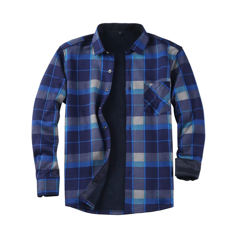 Herren Sweatshirt Herbst-Winter Dünnes Fleece-Hemd mit Einreiher Langarm Glattes Plaid-Druck-Design