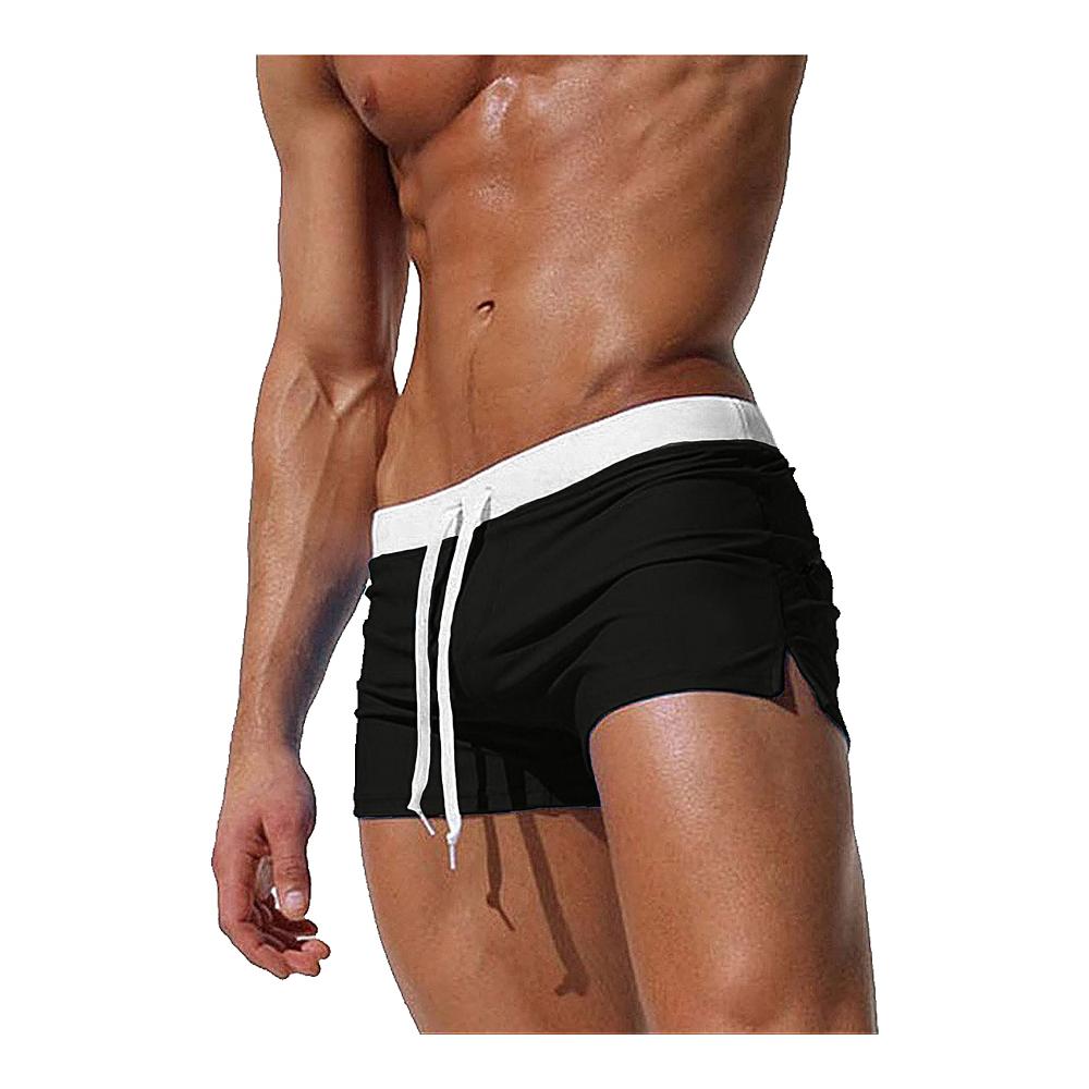 Herren Badehose Kurz | Enganliegende Schwimmhose mit Reißverschluss | Schnelltrocknende Boxer Badeshorts für Wassersport | Männer Badepants Strandshorts