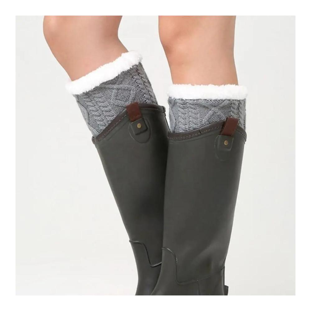 Winter Stulpen für Damen - Kurze Gestrickte Beinwärmer mit Häkelarbeit Pulswärmer und Leg Warmers für Stiefelabdeckung