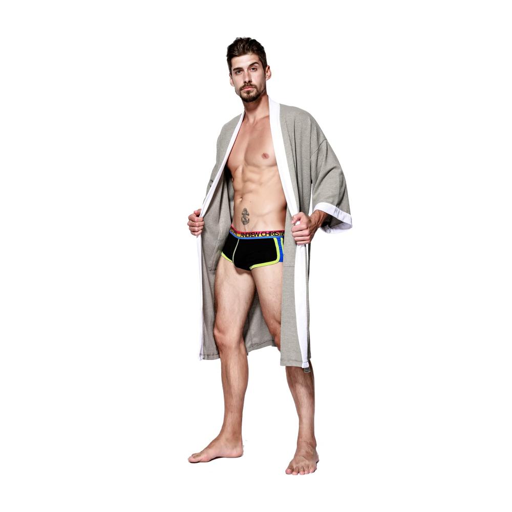 Bademäntel Herren - Luxuriöser Baumwoll-Bademantel mit Schalkragen Weich und Bequem für Zuhause Spa Badewanne und Dusche (Grau Größe S