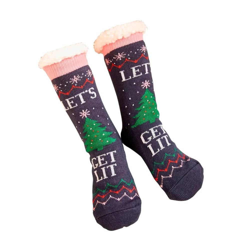 Anti-Rutsch-Socken mit Fleece-Futter für Weihnachten | Mulor Hausschuhsocken in Wadenlänge | Unisex Kuschelsocken mit rutschfesten Gripern - Ideale Weihnachtsgeschenke