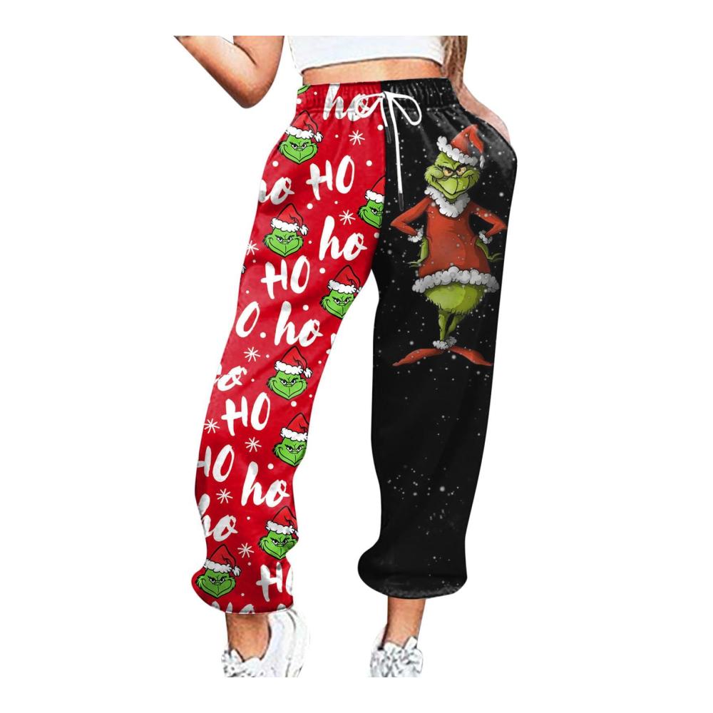 Christmas Graphic Print Womens Jogginghose – Festive Grinch Sweatpants Yoga Pants and Ugly Santa Joggers for Comfortable Gym and Workout Sessions in the UK