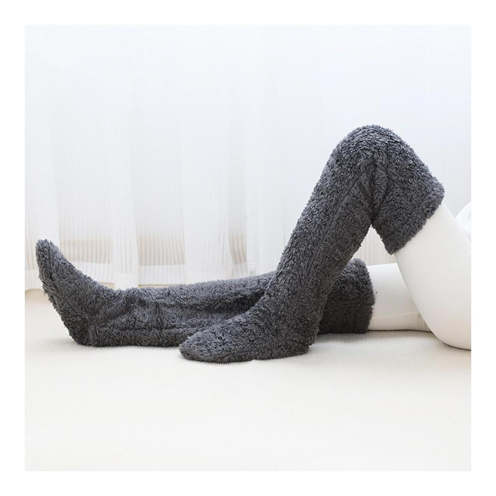 Plüschige Stoppersocken Warme Pelz-Pantoffelstrümpfe für Damen und Herren - Kniehohe flauschige Winter-Schlafsocken